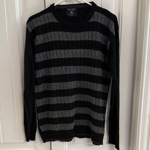 Black and Gray Striped Men's Sweater